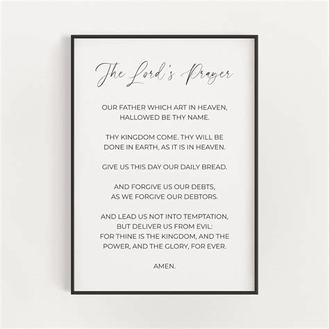 The Lord's Prayer KJV Bible Verse Printable, Minimalist Christian Wall ...