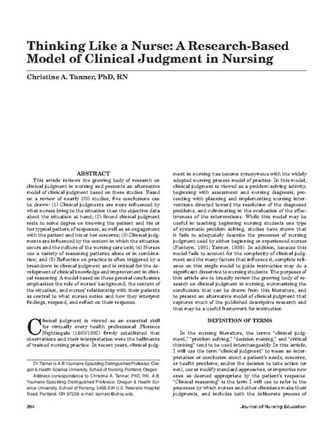 NUR 2006: Insights from Tanner's Clinical Judgment Model in Nursing ...