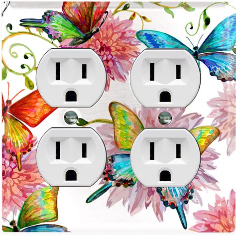 WorldAcc Metal Light Switch Plate Outlet Cover (Colorful Butterflies ...