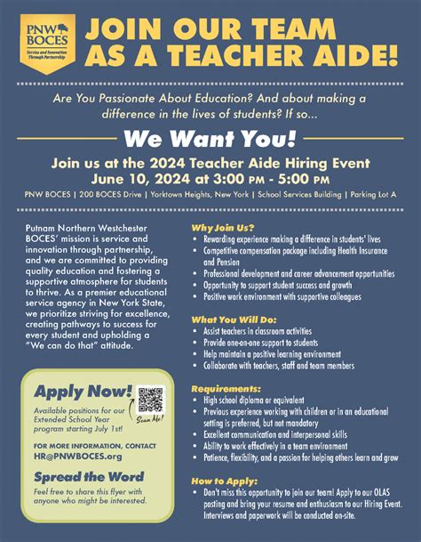 PNW BOCES Teacher Aide Hiring Event - OLAS Jobs