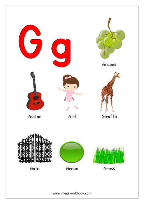Objects Starting With Alphabet - G | Alphabet pictures, Preschool ...