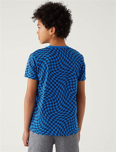 Buy Pure Cotton Checked T-Shirt at Marks & Spencer