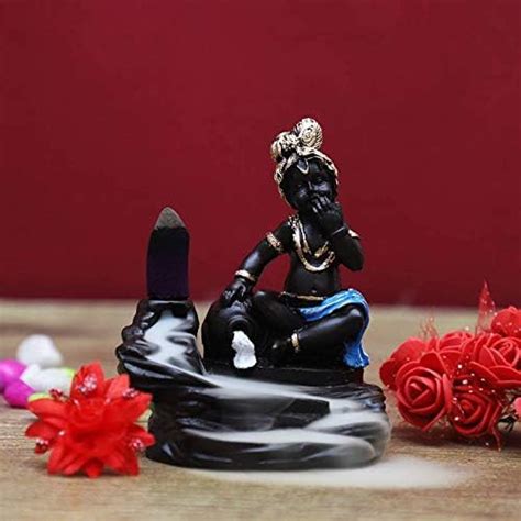 SHEKHAWAT Craft Lord Krishna Statue Smoke Fountain Backflow Incense ...