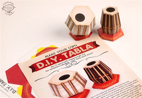Mini Tabla Indian Musical Instrument DIY Paper Craft Kit – Sky Goodies