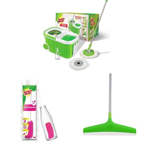 Scotch-Brite Supreme Spin Bucket Mop (2N Microfiber Refills) & Plastic ...