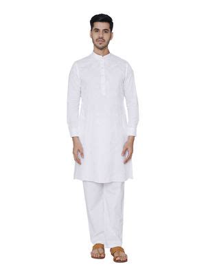 Buy Manyavar White Solid Kurta Online
