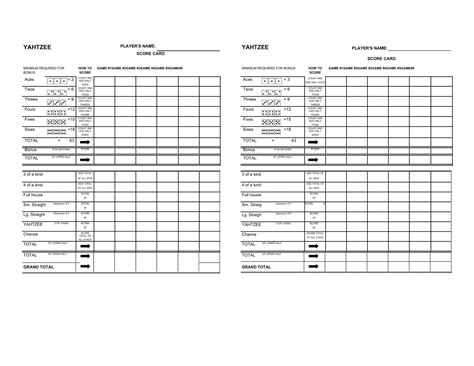 Free Printable Yahtzee Score Sheet Template [PDF, Excel] Triple / Junior