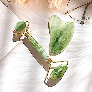 KACOOL Jade Roller Facial Massager Natural Massage Stone & Gua Sha ...