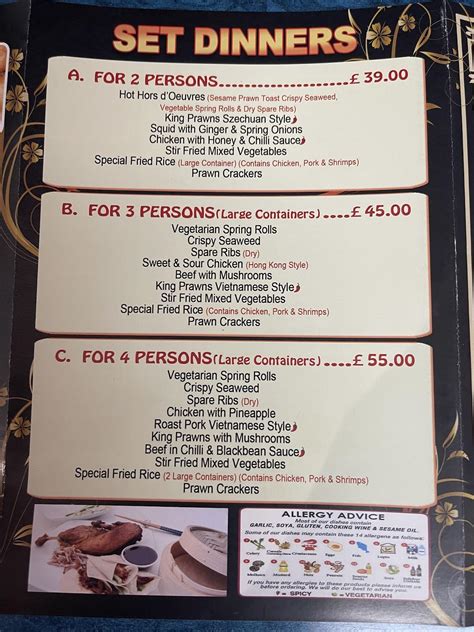 Menu at The New Golden Duck fast food, London, 425 High Rd