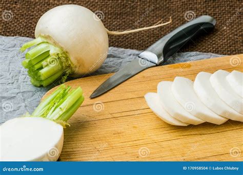 Sliced Daikon Radish.Tasty Fresh Crude White Round Japanese Radish ...
