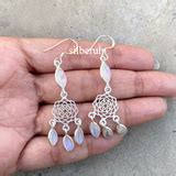 Rainbow Moonstone Dreamcatcher Silver Earring – SILBERUH
