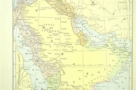 Vintage MODERN PALESTINE Map Arabia Hijaz Mecca Syria Topographic Jerusalem | #4684122123