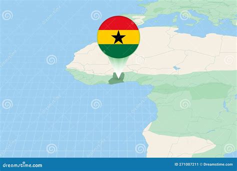 Map Illustration of Ghana with the Flag. Cartographic Illustration of Ghana and Neighboring ...