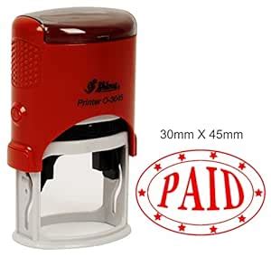 Paid Oval Rubber Stamp Office Stationary 30 x 45mm Self Inking Rubber ...