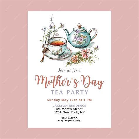 Premium Vector | Mothers day tea party invitation