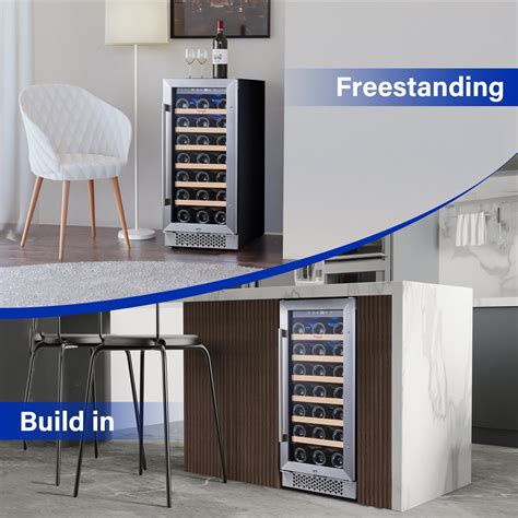 30 Inch Wide Wine Beverage Cooler, Under Counter Dual Zone Fridge Comb ...