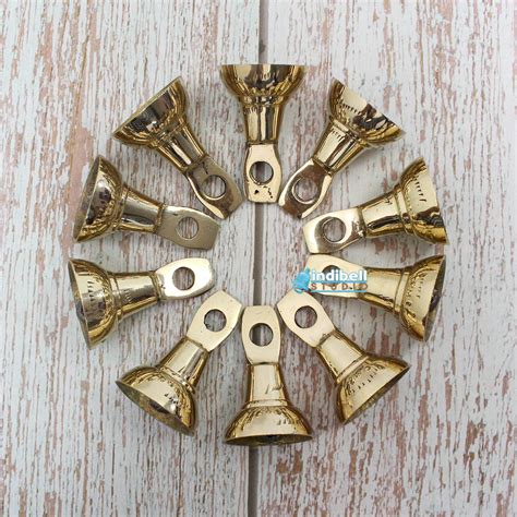 Small Brass Golden Temple Bells, Handmade 2 Inch Shiny Indian Brass Be