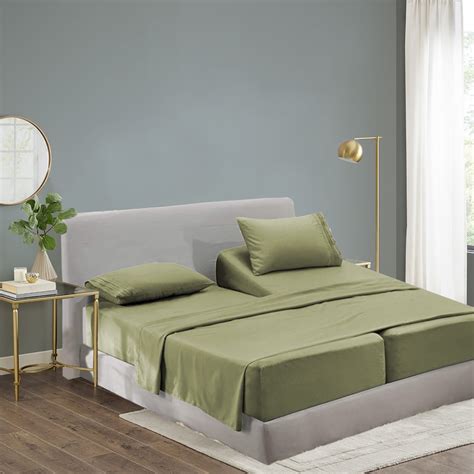 Rayon Bamboo Sheets Set Split King Sage Green Sheets Deep Pocket 5 ...