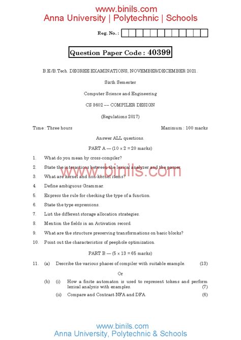 CS8602-Compiler-Design - Reg. No. : B.E./B. DEGREE EXAMINATIONS ...