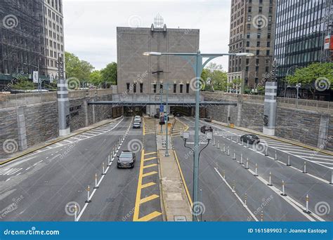 Rear of Hugh.L Carey Tunnel Ventilation Building and Highway Entrance ...