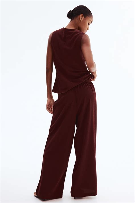 Women's Rust brown Textured jersey trousers | H&M IN