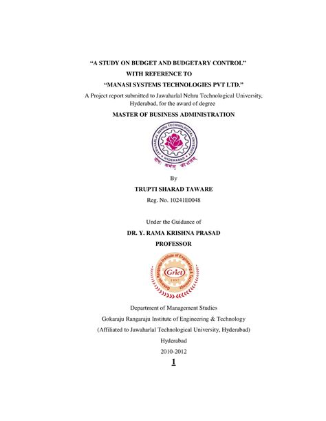 Cd 37 budget and budgetary control - “A STUDY ON BUDGET AND BUDGETARY ...