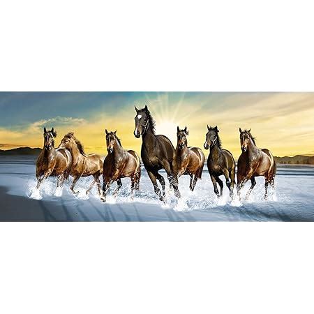 SAF Seven Running Horses | vastu Painting for Home and Office.| Running ...
