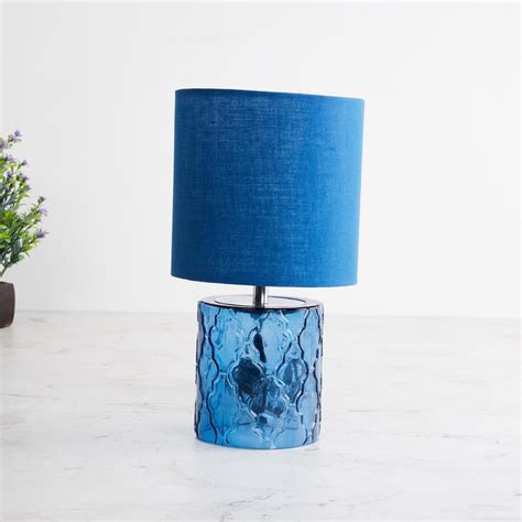 Buy Colour Connect Blue Embossed Glass Table Lamp from Home Centre at ...