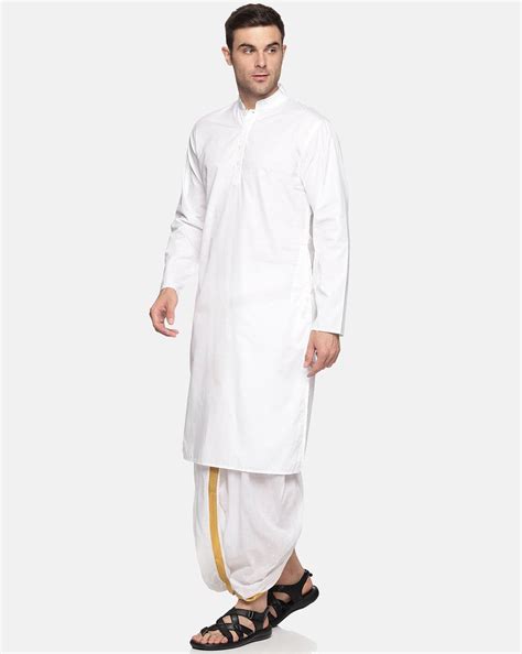 Men White Colour Cotton Kurta Dhoti Pant Set – SETHUKRISHNA