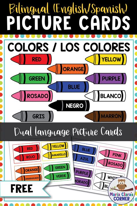 COLORS Bilingual Picture Cards in English & Spanish | Learning spanish ...