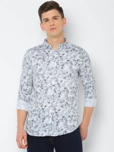 abof by Aditya Birla Men Printed Casual Light Blue, White, Grey Shirt ...