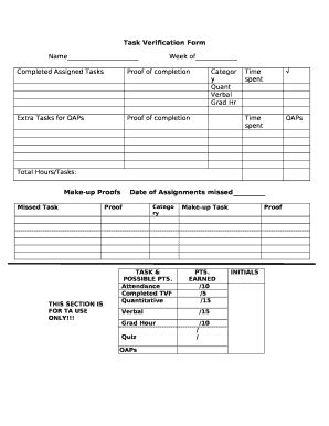 Task Verification Doc Template | pdfFiller