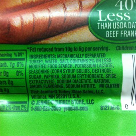 Jennie-O Turkey Franks, 40% Less Fat: Calories, Nutrition Analysis ...