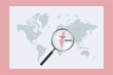 Map of Israel on political world map with magnifying glass 10410713 Vector Art at Vecteezy