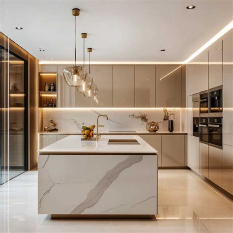 12+ Elegant Luxury Modern Kitchen Designs in Warm Beige