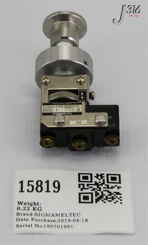 15819 SIGMAMELTEC VACUUM PRESSURE SWITCH MICROSWITCH PS-10N - J316Gallery