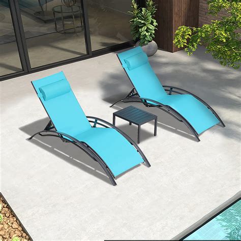 Buy PURPLE LEAF Patio Chaise Lounge Set Outdoor Lounge Chair Beach Pool ...
