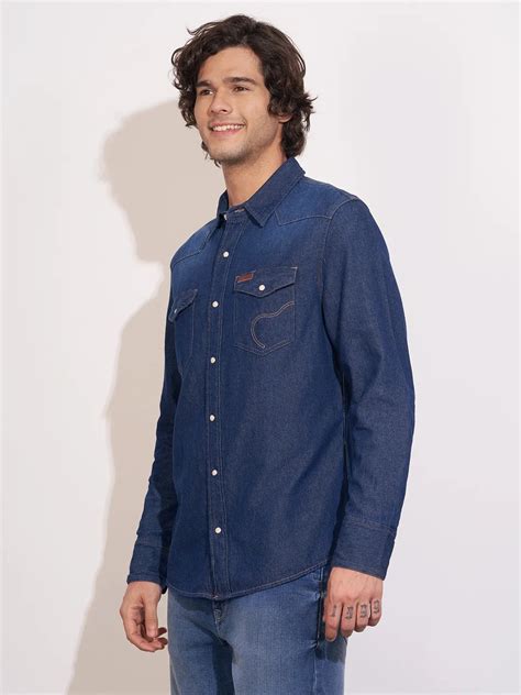 Being Human Dark Blue Regular Fit Collared Shirts For Men