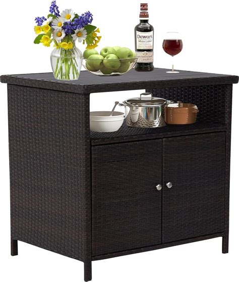 JSUN7 Outdoor Wicker Storage Cabinet - Patio Bar India | Ubuy
