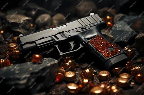 Premium AI Image | Modern semiautomatic hand gun pistol firearm Self ...