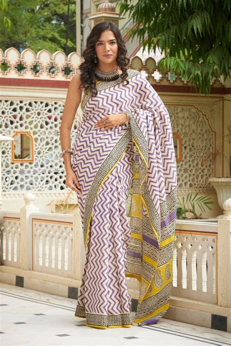 Buy Mulmul Cotton Saree online at Indian Blocks Print