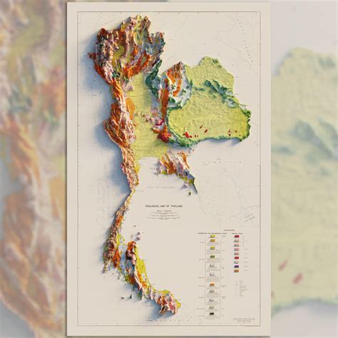 3D rendered vintage Geological Map of Thailand - 1969 : r/MapPorn