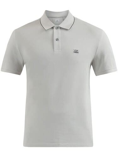 Buy CP Company Men Grey Stretch Pique Tipped Collar Polo for Men Online ...