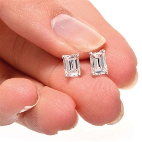 1.0 ct SIMULATED DIAMOND Emerald Cut Solitaire Stud Earrings