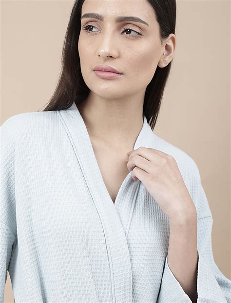 Buy Pure Cotton Waffle Shawl Neck Gown at Marks & Spencer