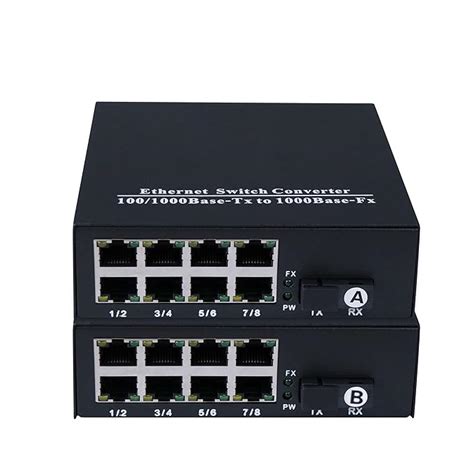 Hanutech Fiber Gigabit Media Converter 8 Port | 8 Port Fiber Media ...