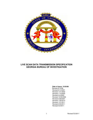 LIVE SCAN DATA TRANSMISSION SPECIFICATION - Gbi Georgia - Fill and Sign ...