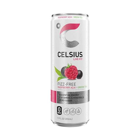 Pack of 12, Celsius Fizz Free Raspberry Acai Green Tea, 12 oz - Walmart.com
