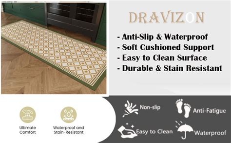 Dravizon Anti Fatigue Kitchen Rug Sets 2 Piece Non Slip Kitchen Mats ...