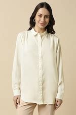 Buy Women Beige Solid Long Sleeves Shirt Online - 39951808 | Allen Solly